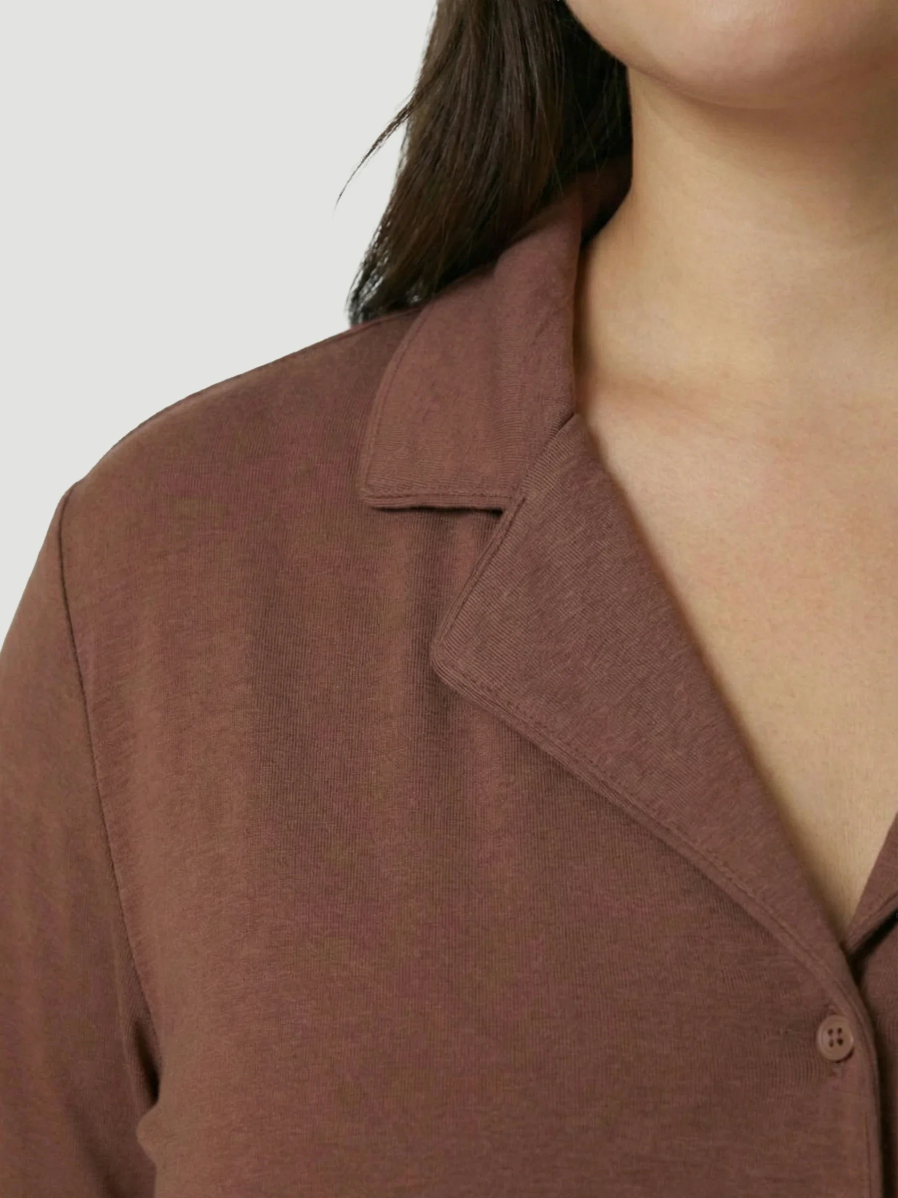 Brown Oversized Jersey Pocket Detail Long PJ Set - Image 4