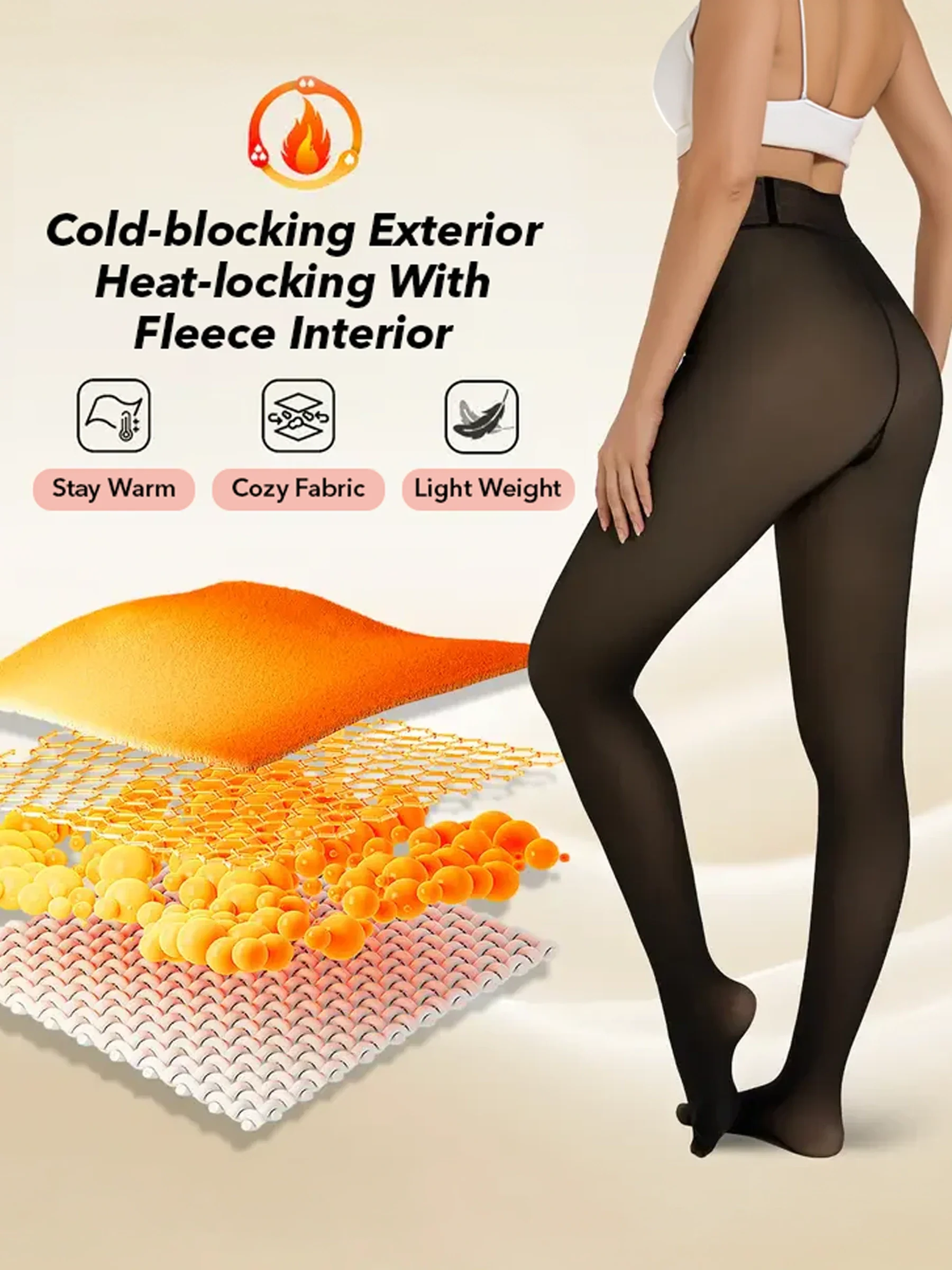 Fleece Lined Tights One-Lined Seams both front and back - Image 10