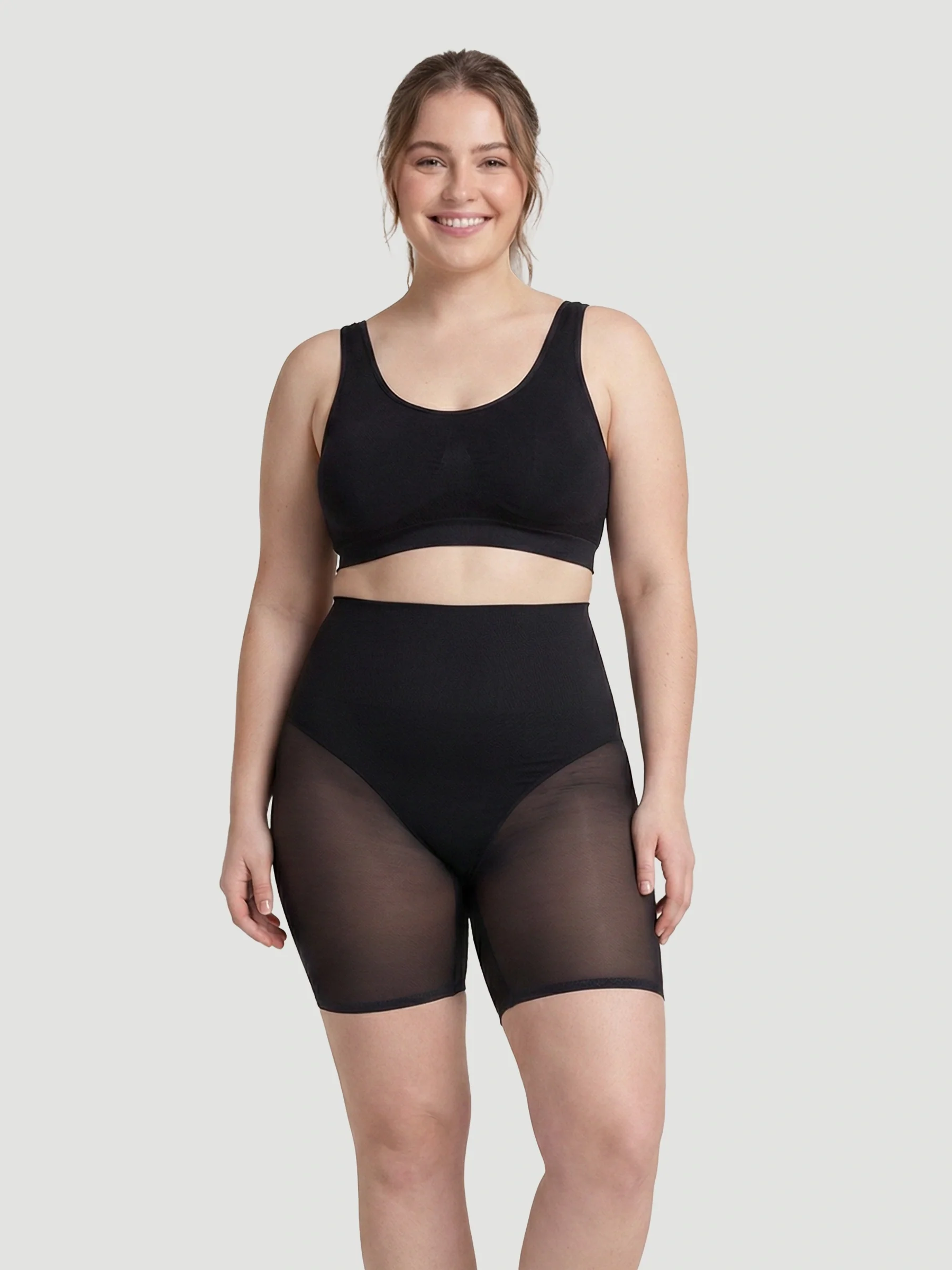 High Waisted Mesh Shaping Shorts - Image 13